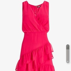 RUFFLE WRAP FIT AND FLARE DRESS IN PASSION SPICE